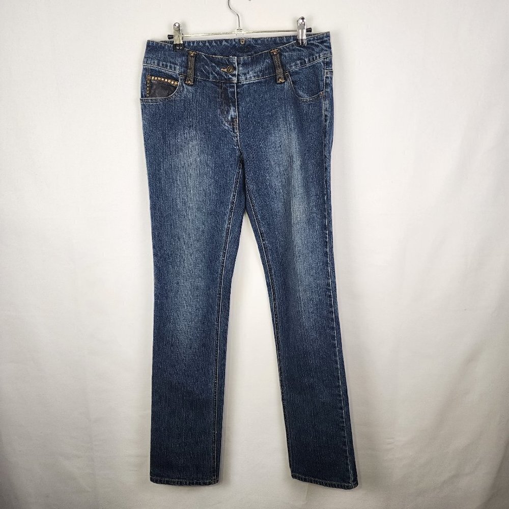 INC International Concepts Straight Leg‎ Y2K Vegan Leather Cross Studded Jeans 4